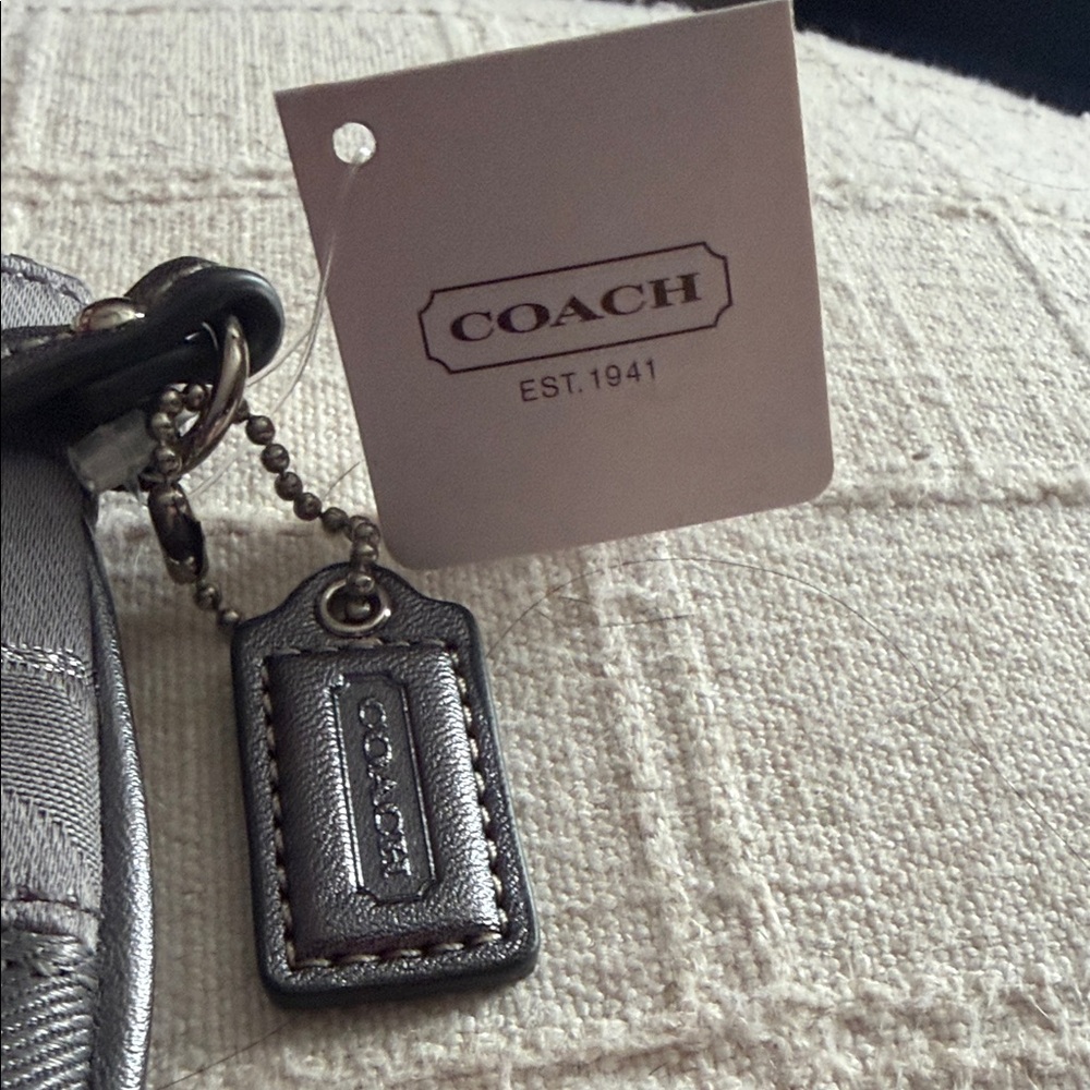 Coach Gray Signature Wristlet - Picture 2 of 7